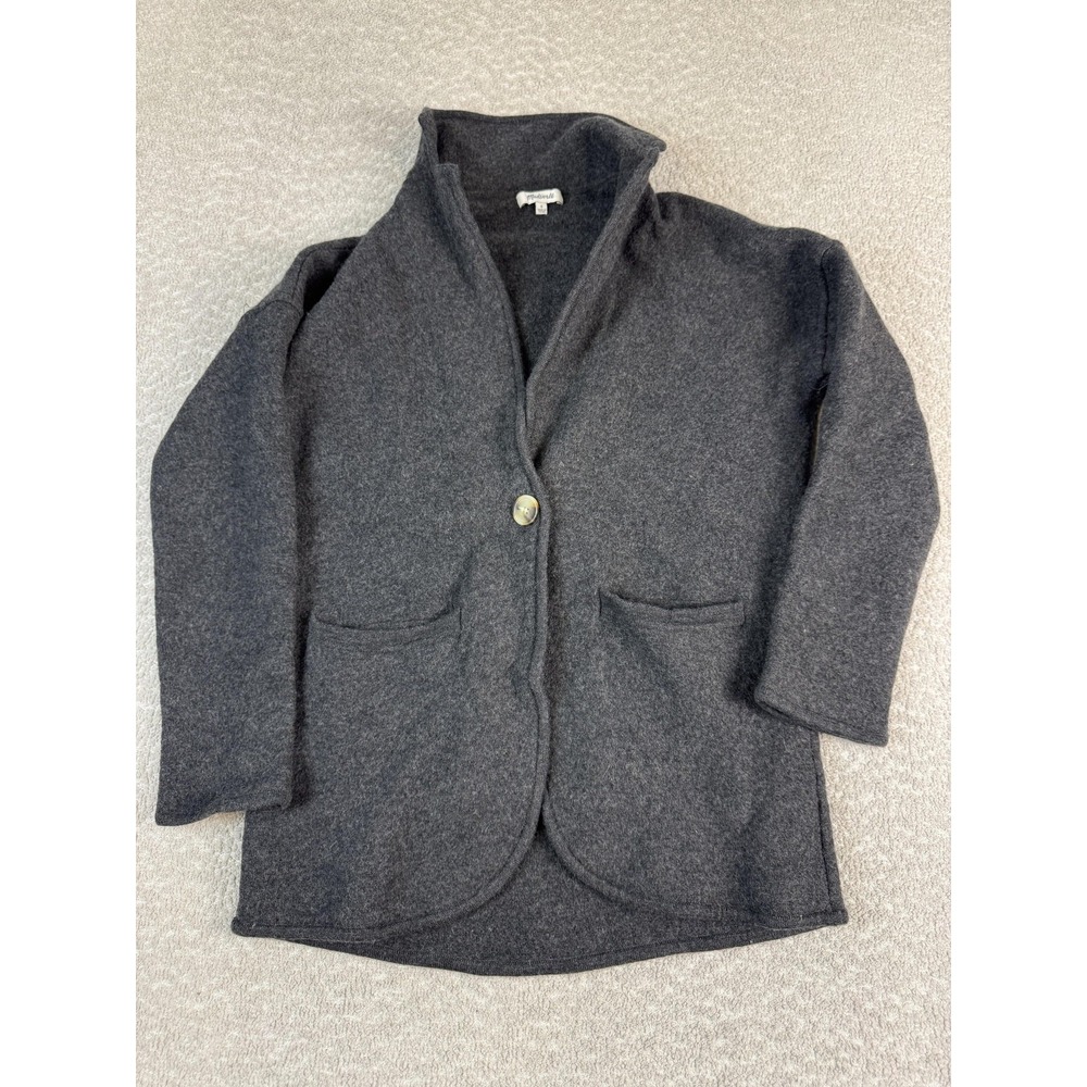 Madewell Sweater Womens Small Gray Merino Wool Cardigan Pockets Button Front